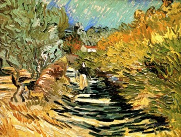A Road in St Remy with Female Figures Vincent van Gogh Oil Paintings